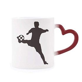 Dıythinker Kırmızı Çok Renkli Sihouette Futbol Spor Şekil Isıya Duyarlı Kalp Kupası