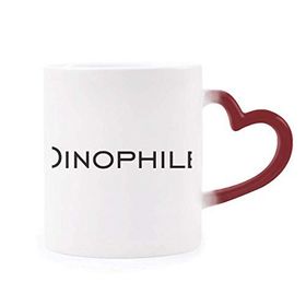 Dıythinker Kırmızı Çok Renkli Şık Kelime Dinophile Şekil Isıya Duyarlı Kalp Kupası