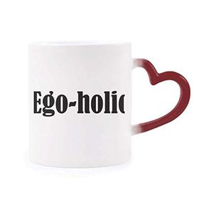 Dıythinker Kırmızı Çok Renkli Şık Kelime Ego-holik Şekil Isıya Duyarlı Kalp Kupası