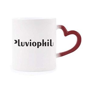 Dıythinker Kırmızı Çok Renkli Şık Kelime Pluviophile Şekil Isıya Duyarlı Kalp Kupası