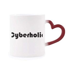 Dıythinker Kırmızı Çok Renkli Şık Kelime Siberholik Şekil Isıya Duyarlı Kalp Kupası