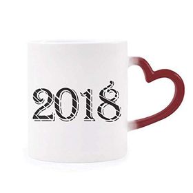 Dıythinker Kırmızı Çok Renkli Slash Font 2018 Happy New Year Morphing Isıya Duyarlı Kalp Kupa