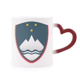 Dıythinker Kırmızı Çok Renkli Slovenya Ulusal Amblem Ülke Isıya Duyarlı Kalp Kupası
