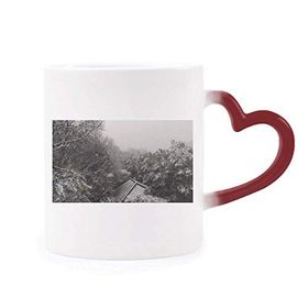 Dıythinker Kırmızı Çok Renkli Snowscene Saçaklar Fotoğrafçılık Şekil Isıya Duyarlı Kalp Kupası