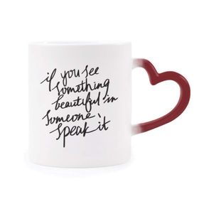 Dıythinker Kırmızı Çok Renkli Something Beautiful İn Someone Alıntısı Isıya Duyarlı Kalp Kupa