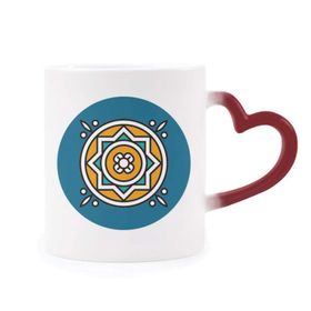 Dıythinker Kırmızı Çok Renkli Soyut Fas Stili Geometri Desen Isıya Duyarlı Kalp Kupası