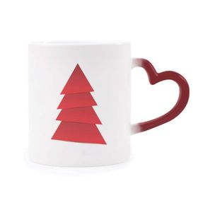 Dıythinker Kırmızı Çok Renkli Soyut Noel Ağacı Origami Desenli Şekil Isıya Duyarlı Kalp Kupası