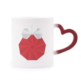 Dıythinker Kırmızı Çok Renkli Soyut Noel Origami Dekorasyon Desen Isıya Duyarlı Kalp Kupası