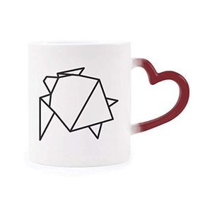 Dıythinker Kırmızı Çok Renkli Soyut Origami Kaplumbağa Geometrik Şekil Isıya Duyarlı Kalp Kupası