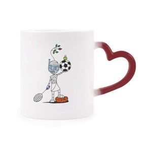 Dıythinker Kırmızı Çok Renkli Spor Mumya Horus Futbol Topları Şekil Isıya Duyarlı Kalp Kupa
