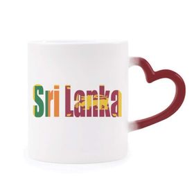 Dıythinker Kırmızı Çok Renkli Srilanka Ülke Bayrağı İsim Isıya Duyarlı Kalp Kupası