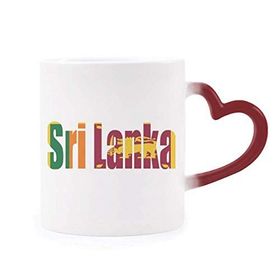 Dıythinker Kırmızı Çok Renkli Srilanka Ülke Bayrağı İsim Isıya Duyarlı Kalp Kupası
