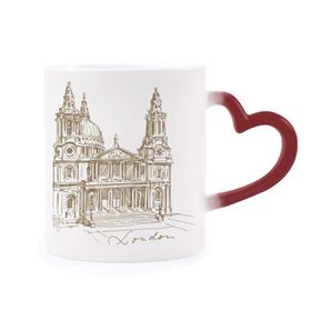 Dıythinker Kırmızı Çok Renkli St.paul's Cathedral England London Morphing Isıya Duyarlı Kalp Kupa