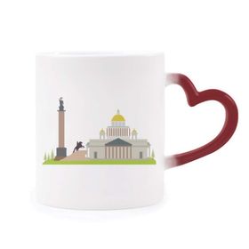Dıythinker Kırmızı Çok Renkli St. Petersburg Rusya Ulusal Sembolü Isıya Duyarlı Kalp Kupa