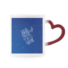 Dıythinker Kırmızı Çok Renkli Star Universe İkizler Takım Deseni Şekil Isıya Duyarlı Kalp Kupası