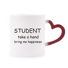 Dıythinker Kırmızı Çok Renkli Student Take A Hand Bring Me Happiness Morphing Isıya Duyarlı Kalp Kupası