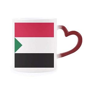 Dıythinker Kırmızı Çok Renkli Sudan Ulusal Bayrağı Afrika Ülke Isıya Duyarlı Kalp Kupası