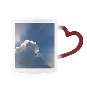 Dıythinker Kırmızı Çok Renkli Sunshine Koyu Beyaz Bulutlar Isıya Duyarlı Kalp Kupası