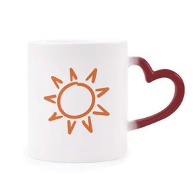 Dıythinker Kırmızı Çok Renkli Sunshine Sun El Boyama Turuncu Şekil Isıya Duyarlı Kalp Kupa