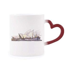 Dıythinker Kırmızı Çok Renkli Sydney Opera Binası Sydney Morphing Isıya Duyarlı Kalp Kupası
