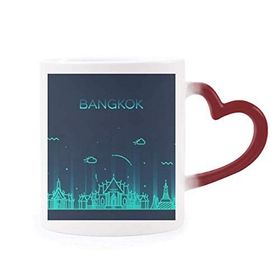 Dıythinker Kırmızı Çok Renkli Thai Gümrük Kültürü Gölge Bangkok Şekil Isıya Duyarlı Kalp Kupası