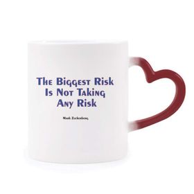 Dıythinker Kırmızı Çok Renkli The Biggest Risk Yoktur Isıya Duyarlı Kalp Kupa