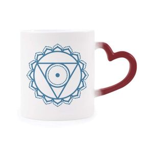 Dıythinker Kırmızı Çok Renkli Totem Çiçek Geometri Daire Sembolü Isıya Duyarlı Kalp Kupası