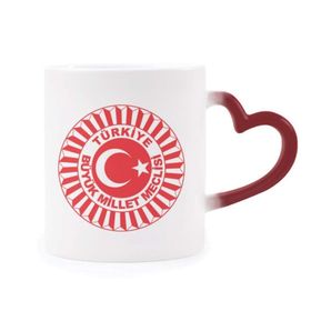 Dıythinker Kırmızı Çok Renkli Türkiye Asya Ulusal Amblem Isıya Duyarlı Kalp Kupası