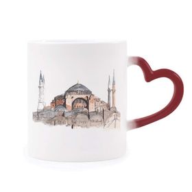 Dıythinker Kırmızı Çok Renkli Türkiye Hagia Sophia İstanbul Isıya Duyarlı Kalp Kupa