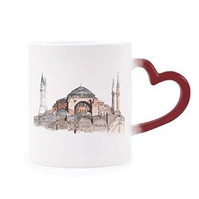 Dıythinker Kırmızı Çok Renkli Türkiye Hagia Sophia İstanbul Isıya Duyarlı Kalp Kupa
