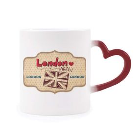 Dıythinker Kırmızı Çok Renkli Uk Londra Birliği Jack Damga Isıya Duyarlı Kalp Kupa