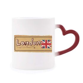 Dıythinker Kırmızı Çok Renkli Union Jack Uk Londra Damgası Britian Morphing Isıya Duyarlı Kalp Kupa