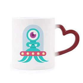 Dıythinker Kırmızı Çok Renkli Universe Alien Monster Cyclops Morphing Isıya Duyarlı Kalp Kupası