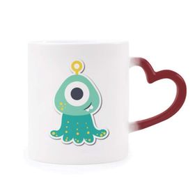 Dıythinker Kırmızı Çok Renkli Universe And Alien Cyclops Monster Morphing Isıya Duyarlı Kalp Kupası