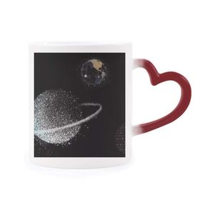 Dıythinker Kırmızı Çok Renkli Universe Earth Bulutsusu Beyaz Isıya Duyarlı Kalp Kupası
