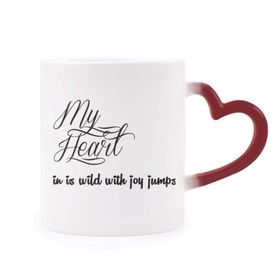 Dıythinker Kırmızı Çok Renkli Ünlü Şiir Alıntısı My Heart Joy Morphing Isıya Duyarlı Kalp Kupa