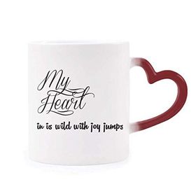 Dıythinker Kırmızı Çok Renkli Ünlü Şiir Alıntısı My Heart Joy Morphing Isıya Duyarlı Kalp Kupa
