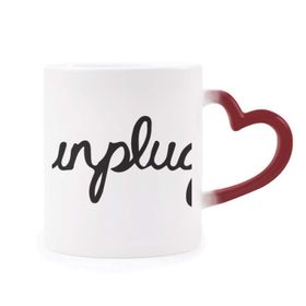 Dıythinker Kırmızı Çok Renkli Unplug Komik Tasarım Desen Alıntı Isıya Duyarlı Kalp Kupa
