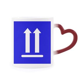 Dıythinker Kırmızı Çok Renkli Upwards Mavi Kare Uyarı İşareti Isıya Duyarlı Kalp Kupası