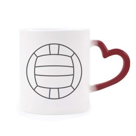 Dıythinker Kırmızı Çok Renkli Voleybol Spor Çizgisi Çizim Deseni Şekil Isıya Duyarlı Kalp Kupası