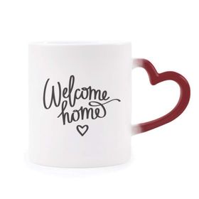 Dıythinker Kırmızı Çok Renkli Welcome Home Alıntı Isıya Duyarlı Kalp Kupa