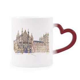 Dıythinker Kırmızı Çok Renkli Westminster Abbeyof London Morphing Isıya Duyarlı Kalp Kupası