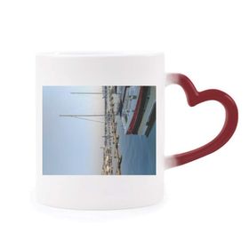 Dıythinker Kırmızı Çok Renkli Wharf Gemi Fotoğrafçılığı Isıya Duyarlı Kalp Kupası