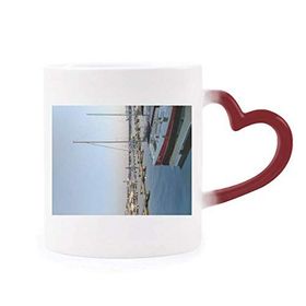 Dıythinker Kırmızı Çok Renkli Wharf Gemi Fotoğrafçılığı Isıya Duyarlı Kalp Kupası