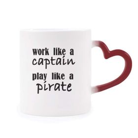 Dıythinker Kırmızı Çok Renkli Work Like Captain Play Like Pirate Morphing Isıya Duyarlı Kalp Kupası