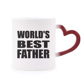 Dıythinker Kırmızı Çok Renkli World€s Best Father Festival Alıntı Isıya Duyarlı Kalp Kupası