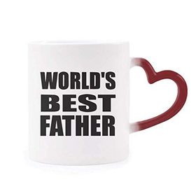 Dıythinker Kırmızı Çok Renkli World€s Best Father Festival Alıntı Isıya Duyarlı Kalp Kupası