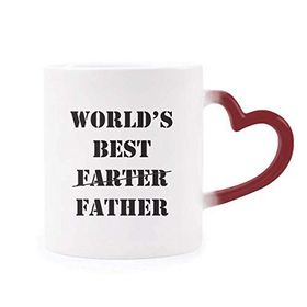 Dıythinker Kırmızı Çok Renkli World€s Best Father Festival Alıntı Isıya Duyarlı Kalp Kupası