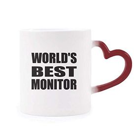 Dıythinker Kırmızı Çok Renkli World's Best Monitor Mezuniyet Sezonu Isıya Duyarlı Kalp Kupası