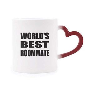 Dıythinker Kırmızı Çok Renkli World's Best Roommate Mezuniyet Sezonu Isıya Duyarlı Kalp Kupası